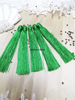 Вискозные кисточки для сережек 12 см, зеленые - фото 14666
