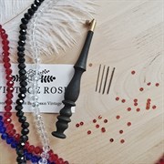 Люневильский крючок с 3-мя иглами бренда Vintage Rose Шахматы, Эбеновое дерево