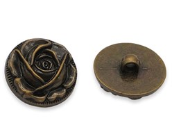 Пуговица на ножке "Роза в Бронзе", диаметр 25 мм - 1 шт