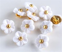 Пуговица-цветок на ножке, Молоко, диаметр 11 мм - 10 шт